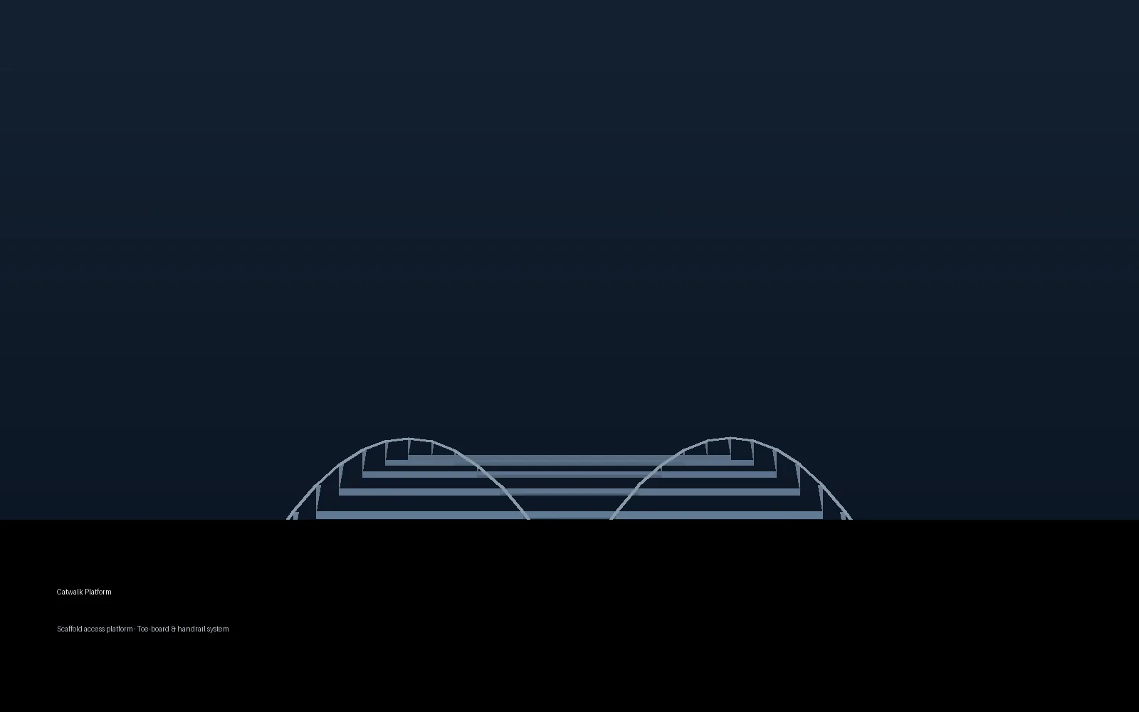 Catwalk platform installed within a scaffolding structure