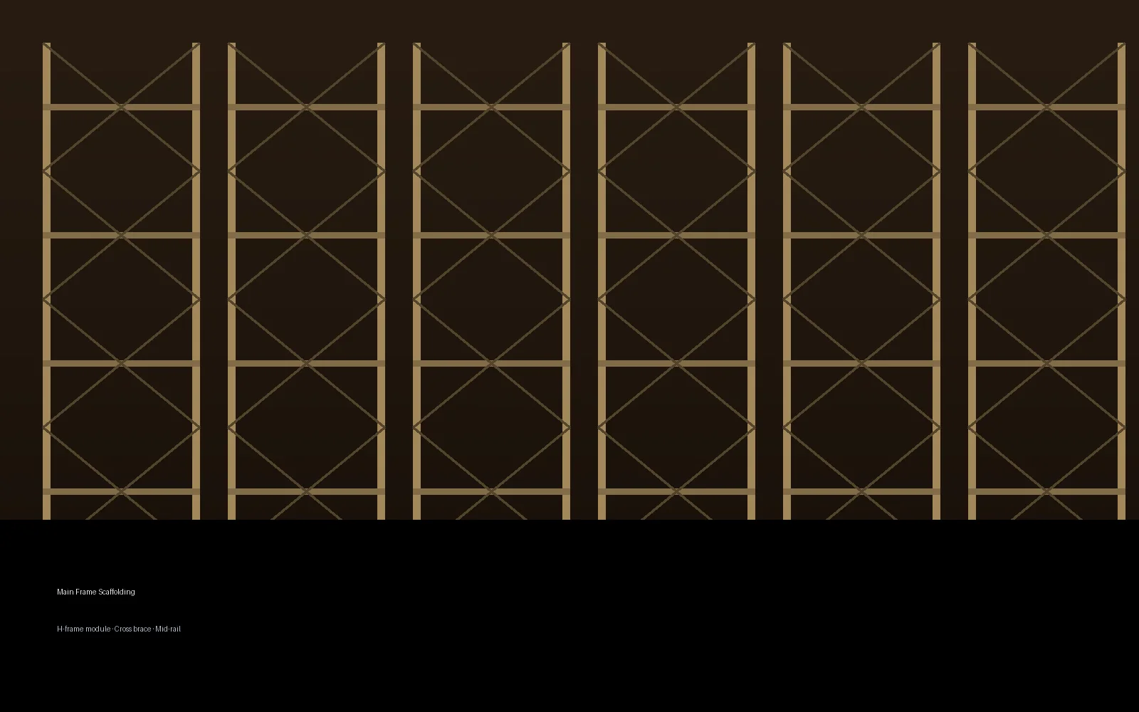 Main Frame scaffolding module with horizontal members