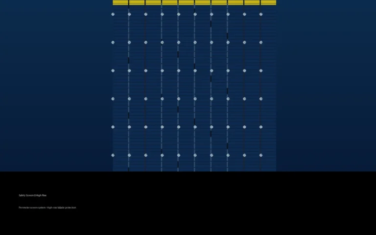 Safety Screen perimeter system on a high-rise construction facade