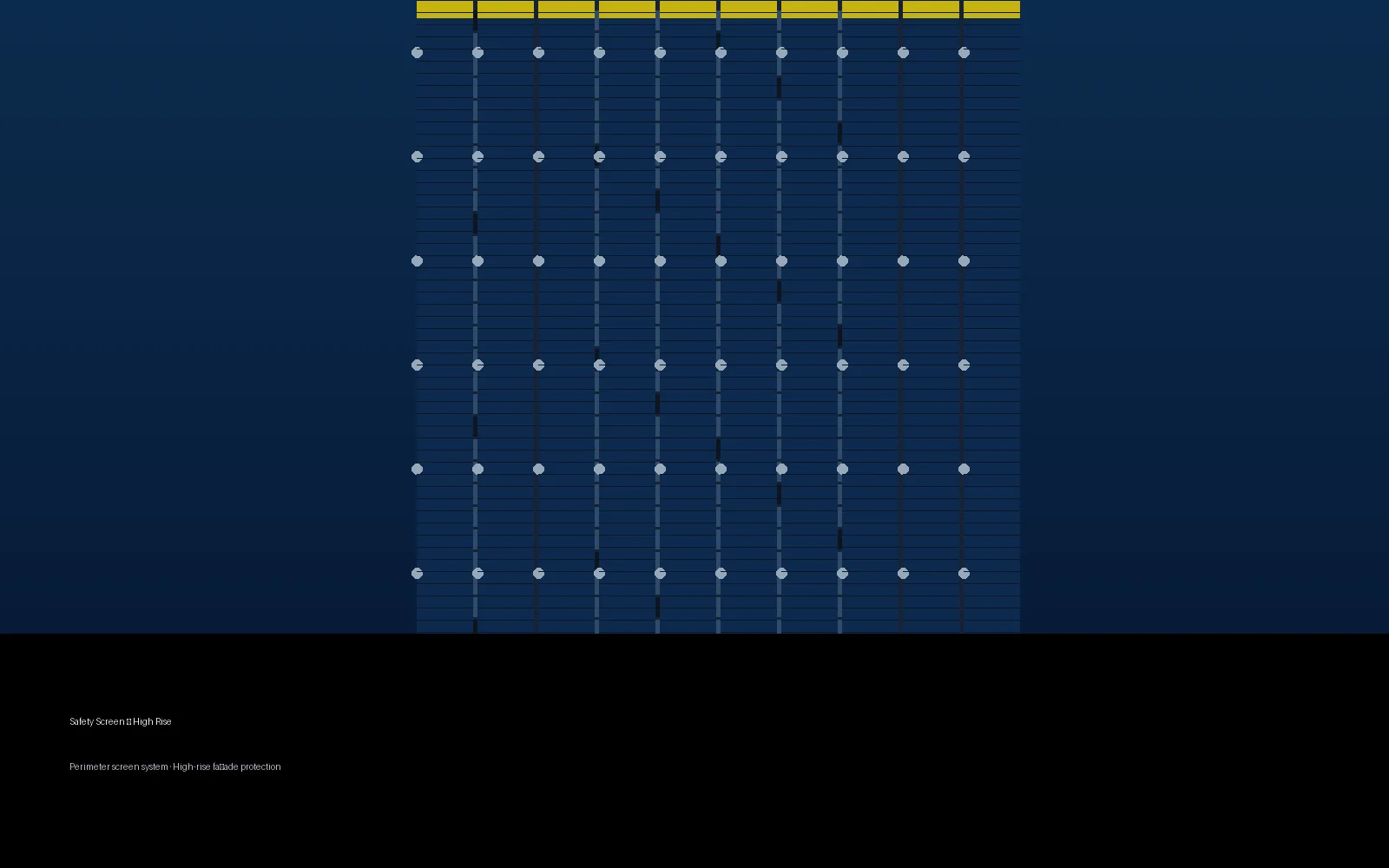 Safety Screen perimeter system on a high-rise construction facade