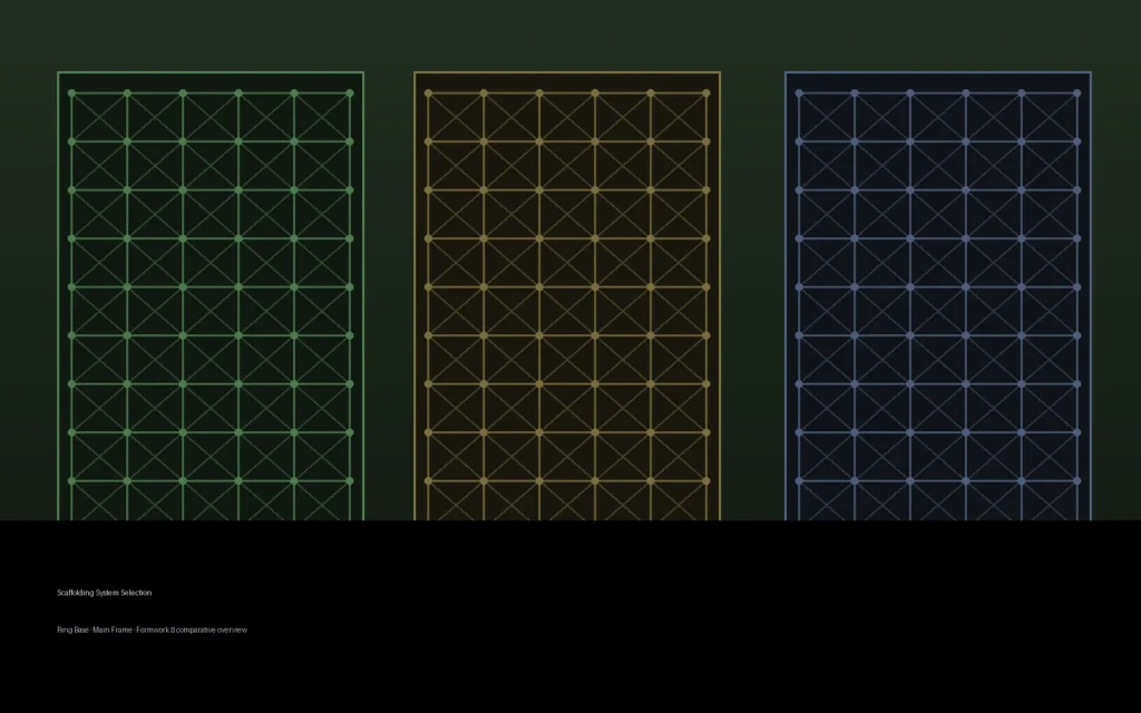 Scaffolding components arranged for project system selection